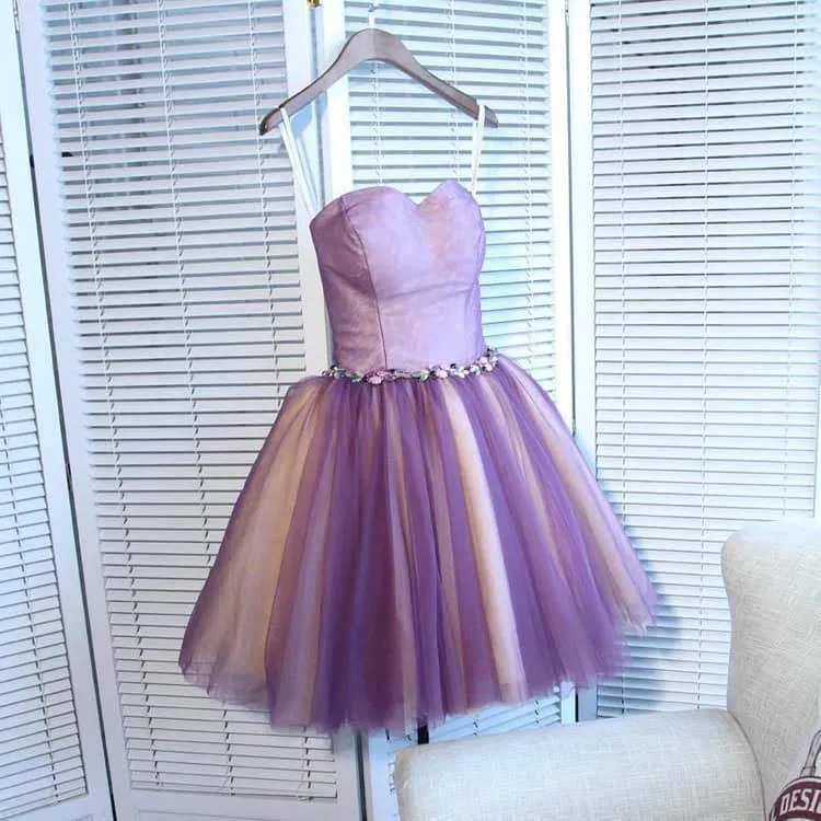 A-line Sweetheart Tulle Pretty Homecoming Dresses Mini Prom Dress   PD391