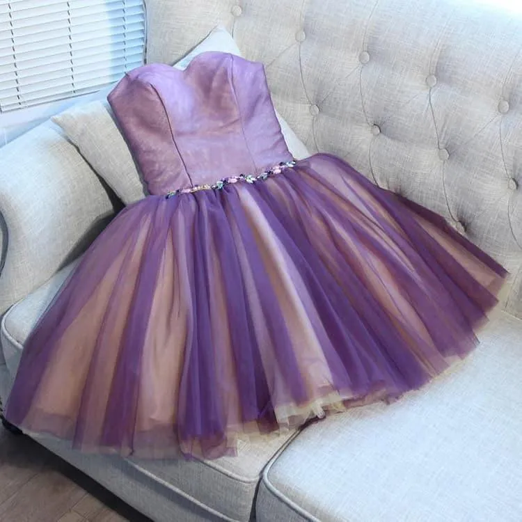 A-line Sweetheart Tulle Pretty Homecoming Dresses Mini Prom Dress   PD391