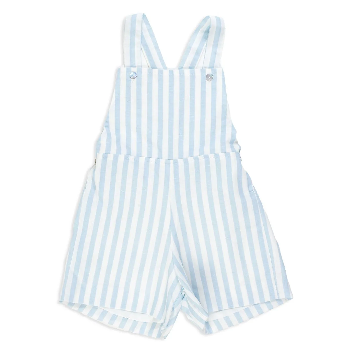 Baby Blue Linen Stripe Shortalls