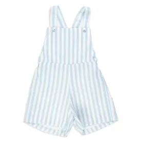 Baby Blue Linen Stripe Shortalls