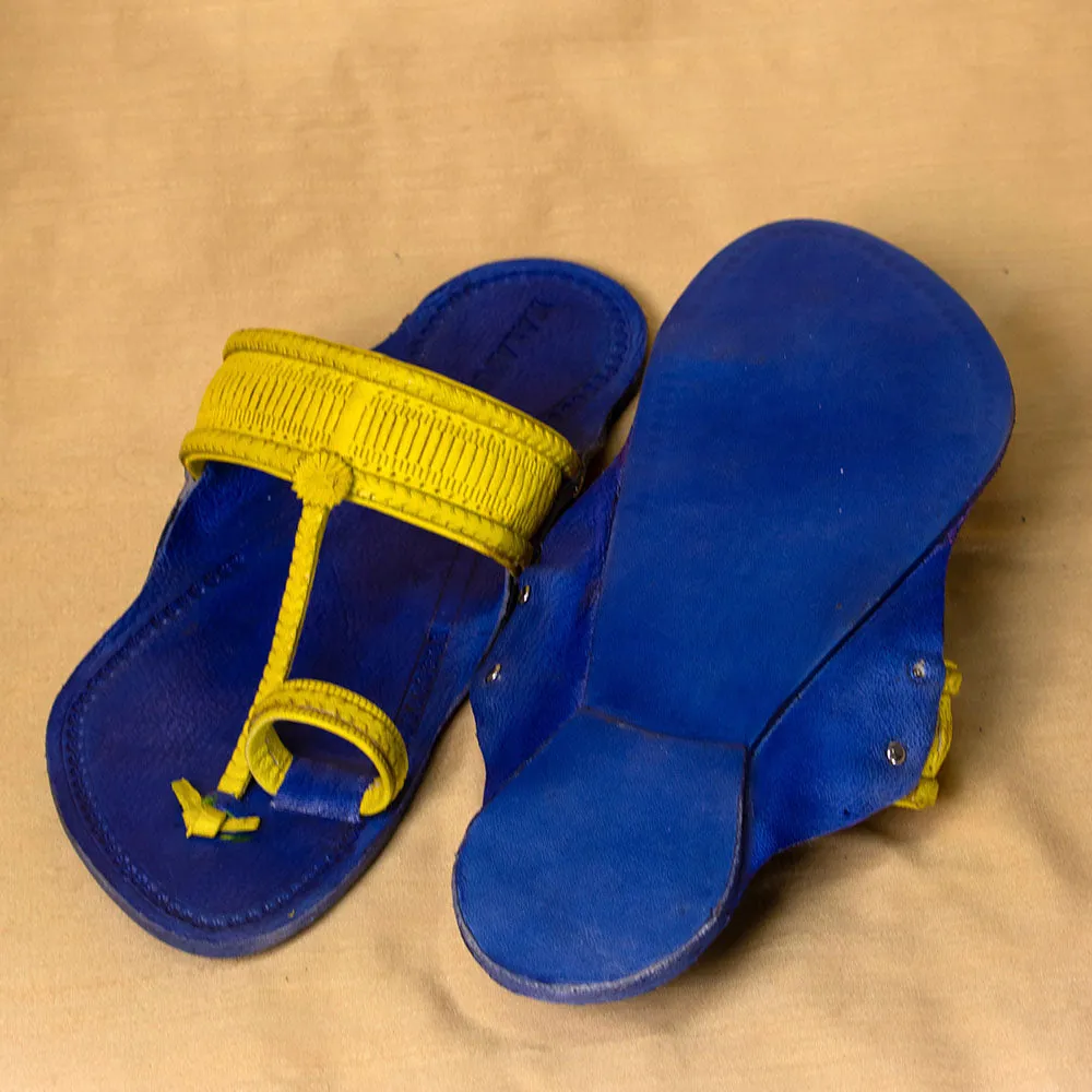 Blue & Yellow - Men Chic and Timeless: Classic Kolhapuri Leather Slippers