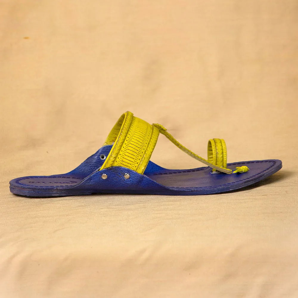 Blue & Yellow - Men Chic and Timeless: Classic Kolhapuri Leather Slippers