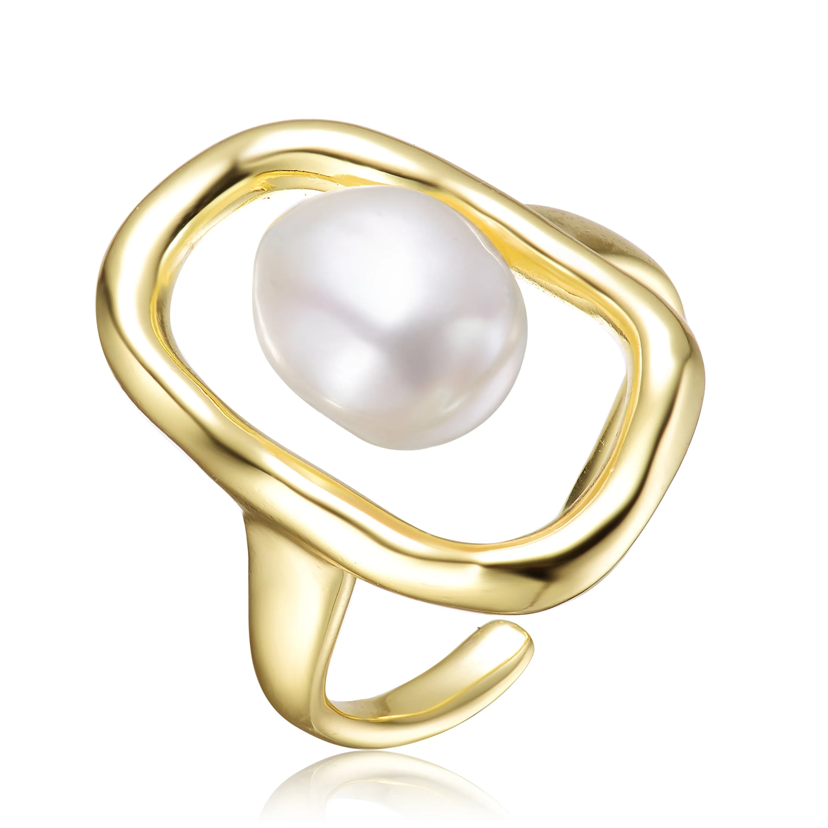 Elegant Gold-Plated Pearl Ring