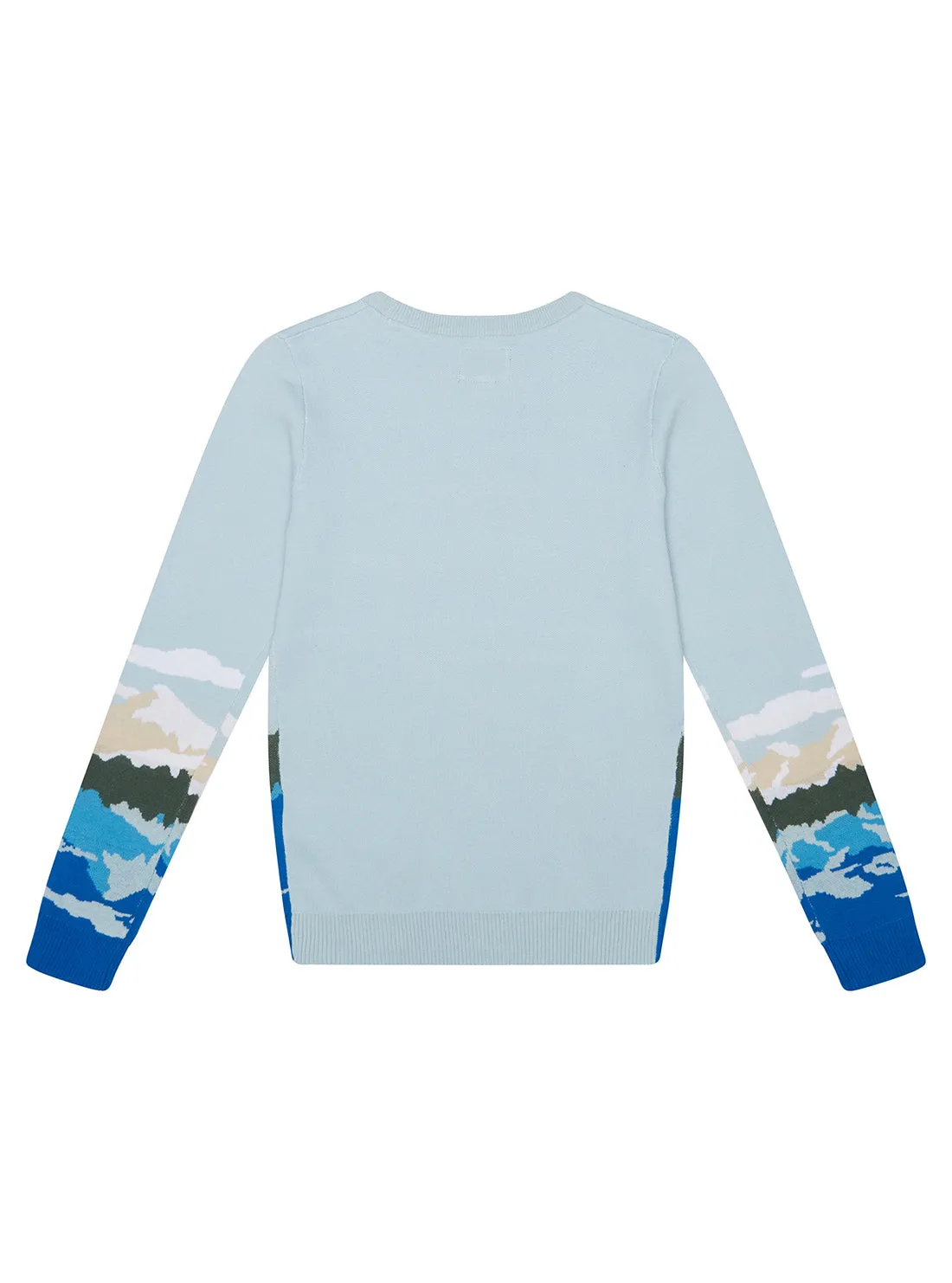 Frosted Blue Logo Mountain Knit Top (7-16)