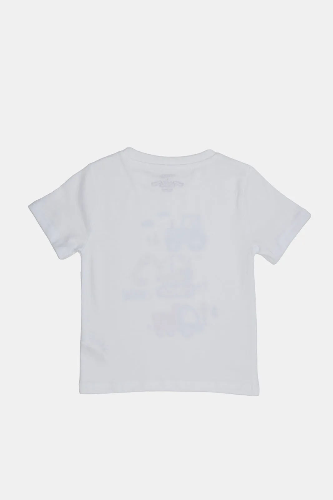 Infant Boys White Truck Printed T-Shirt