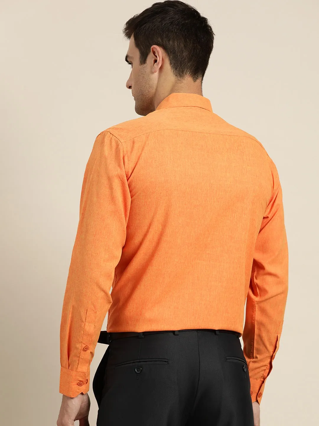 Men's Cotton Orange Casual Shirt