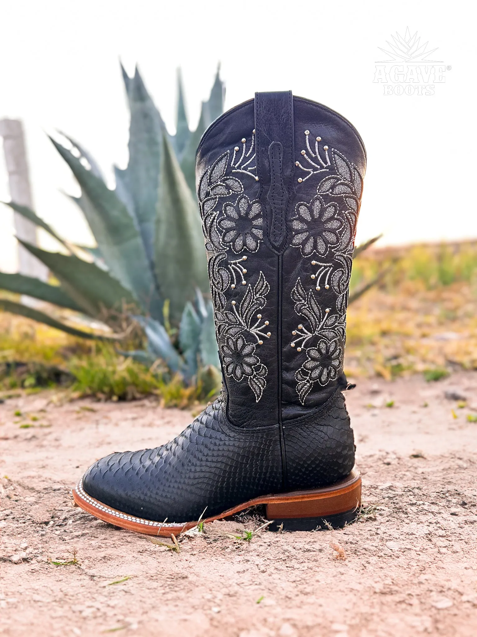 "BLACK " PYTHON | WOMEN SQUARE TOE COWBOY COWGIRL BOOTS