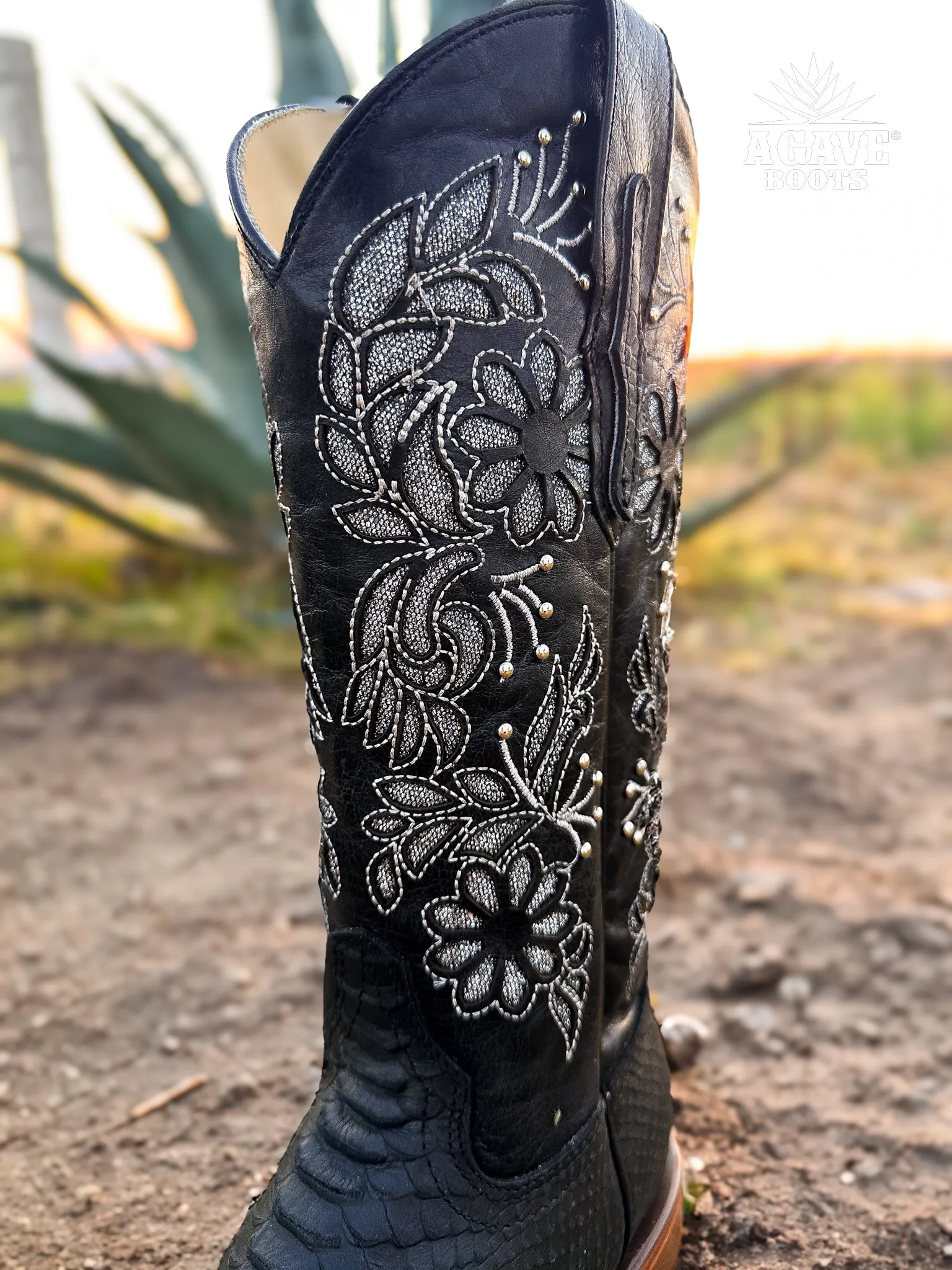 "BLACK " PYTHON | WOMEN SQUARE TOE COWBOY COWGIRL BOOTS