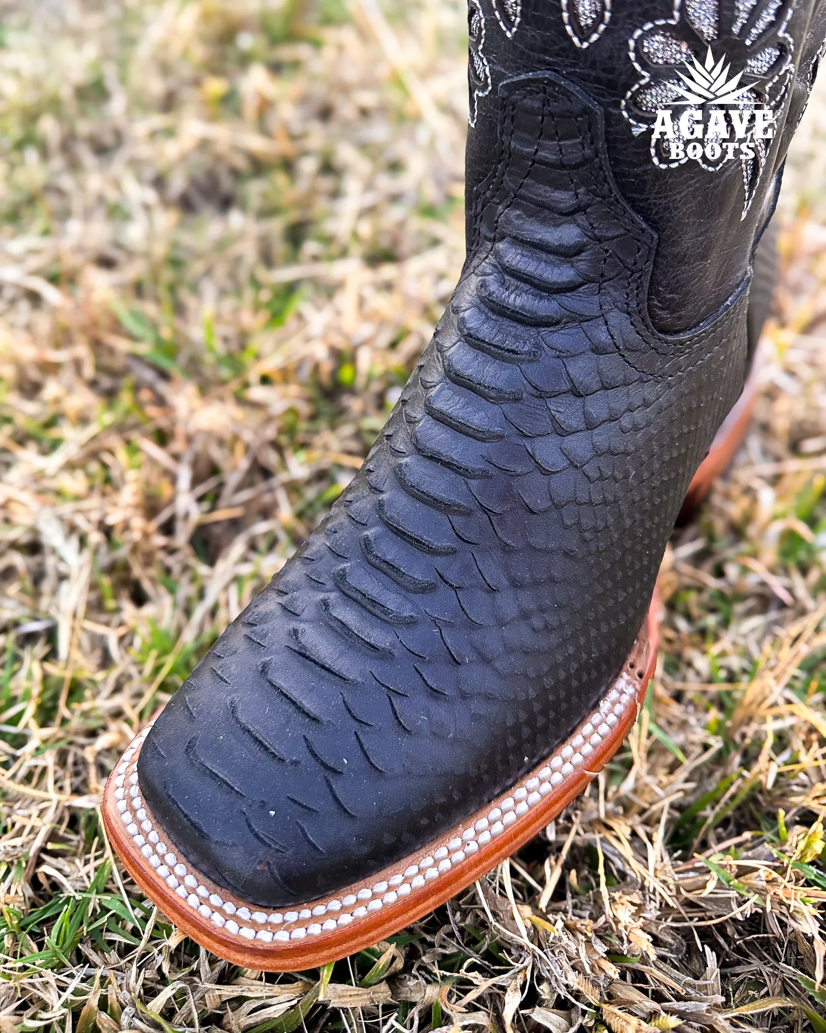 "BLACK " PYTHON | WOMEN SQUARE TOE COWBOY COWGIRL BOOTS