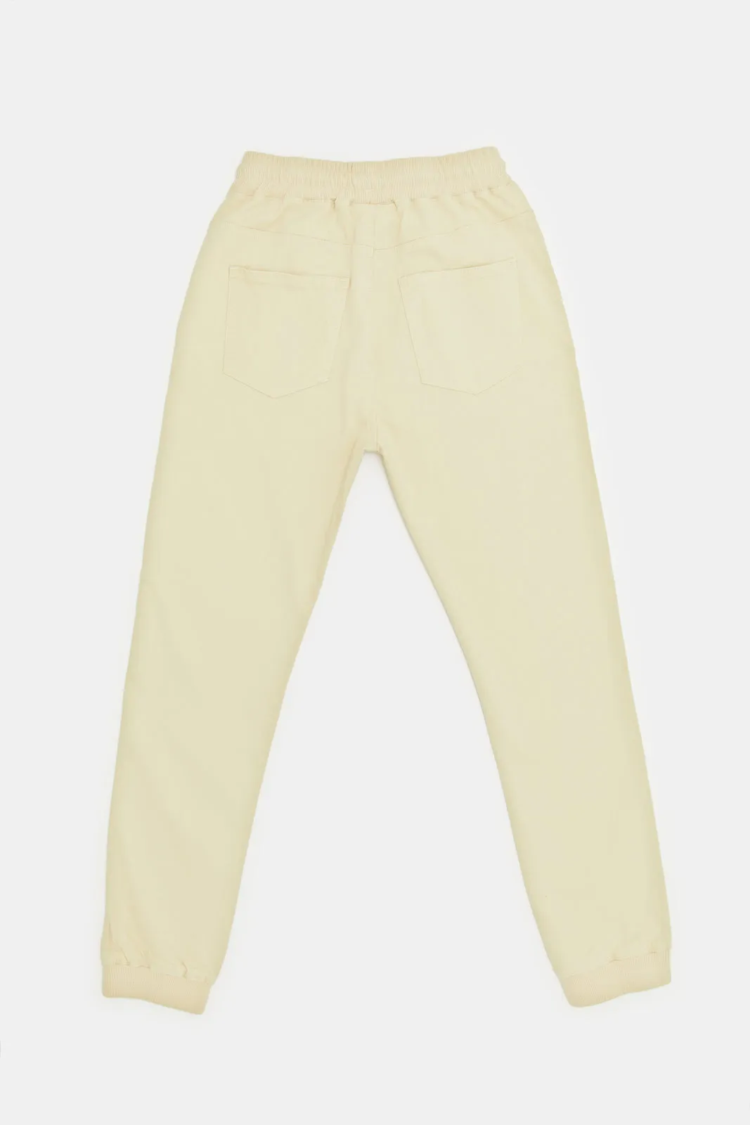 Senior Boys Beige Jogger Jeans