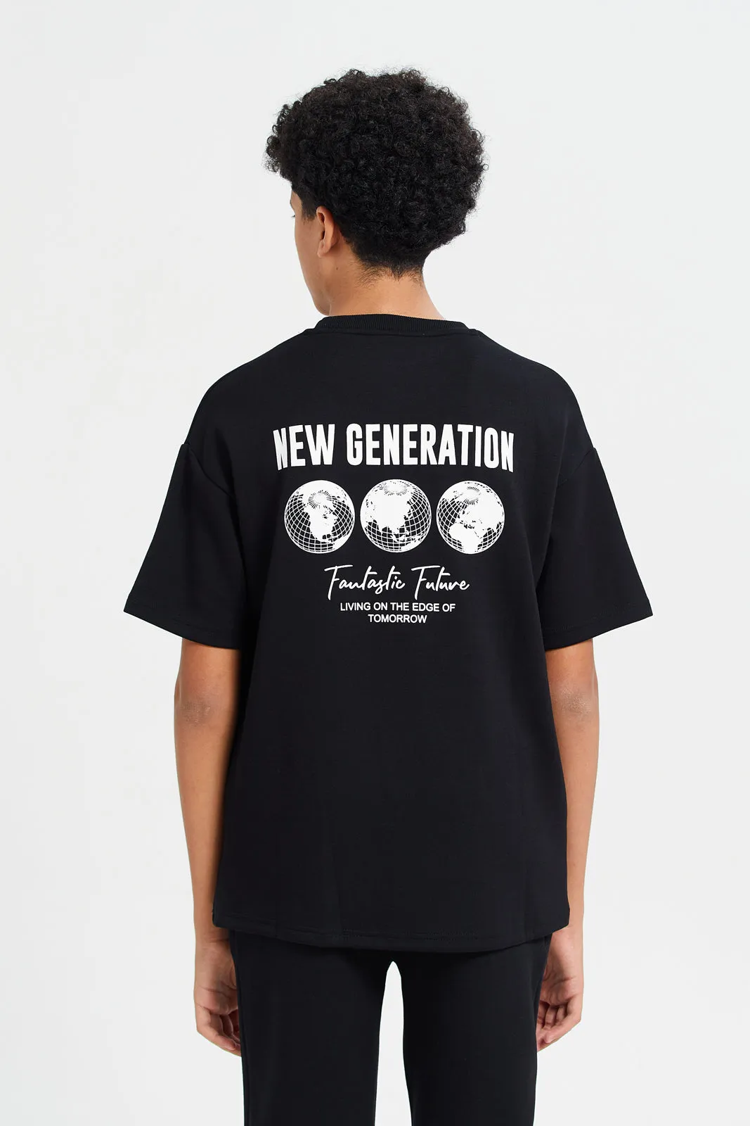 Senior Boys Black Modal Short Sleeve T-Shirt