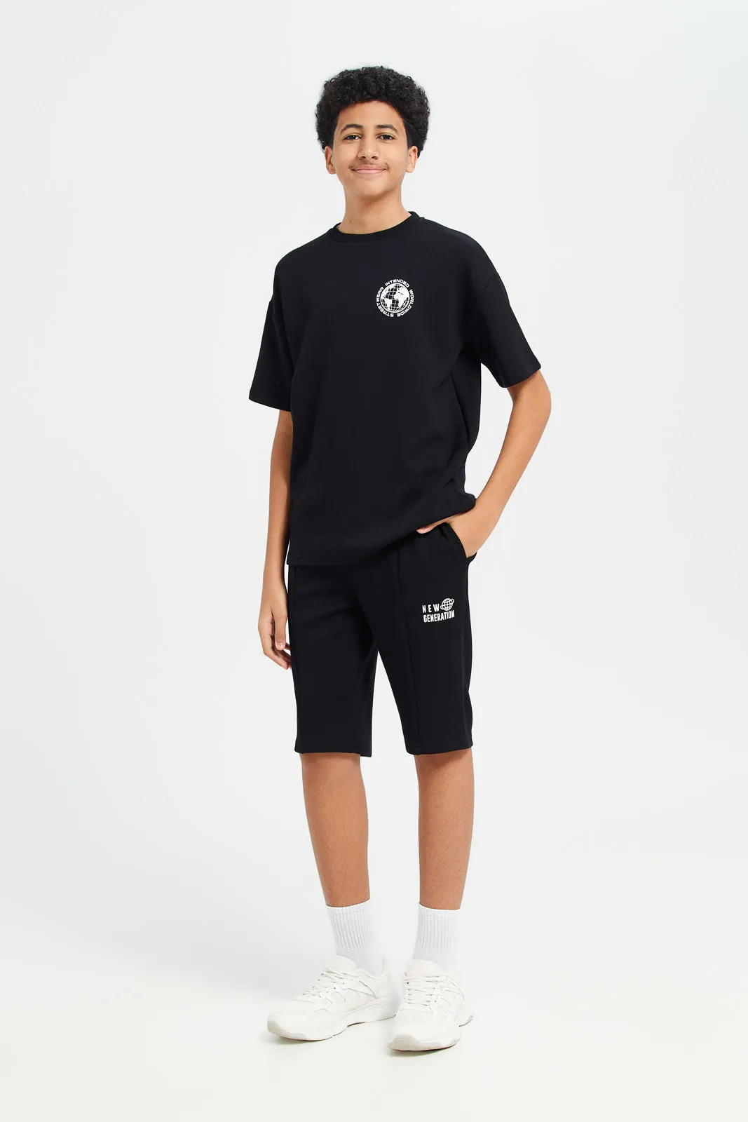 Senior Boys Black Modal Short Sleeve T-Shirt