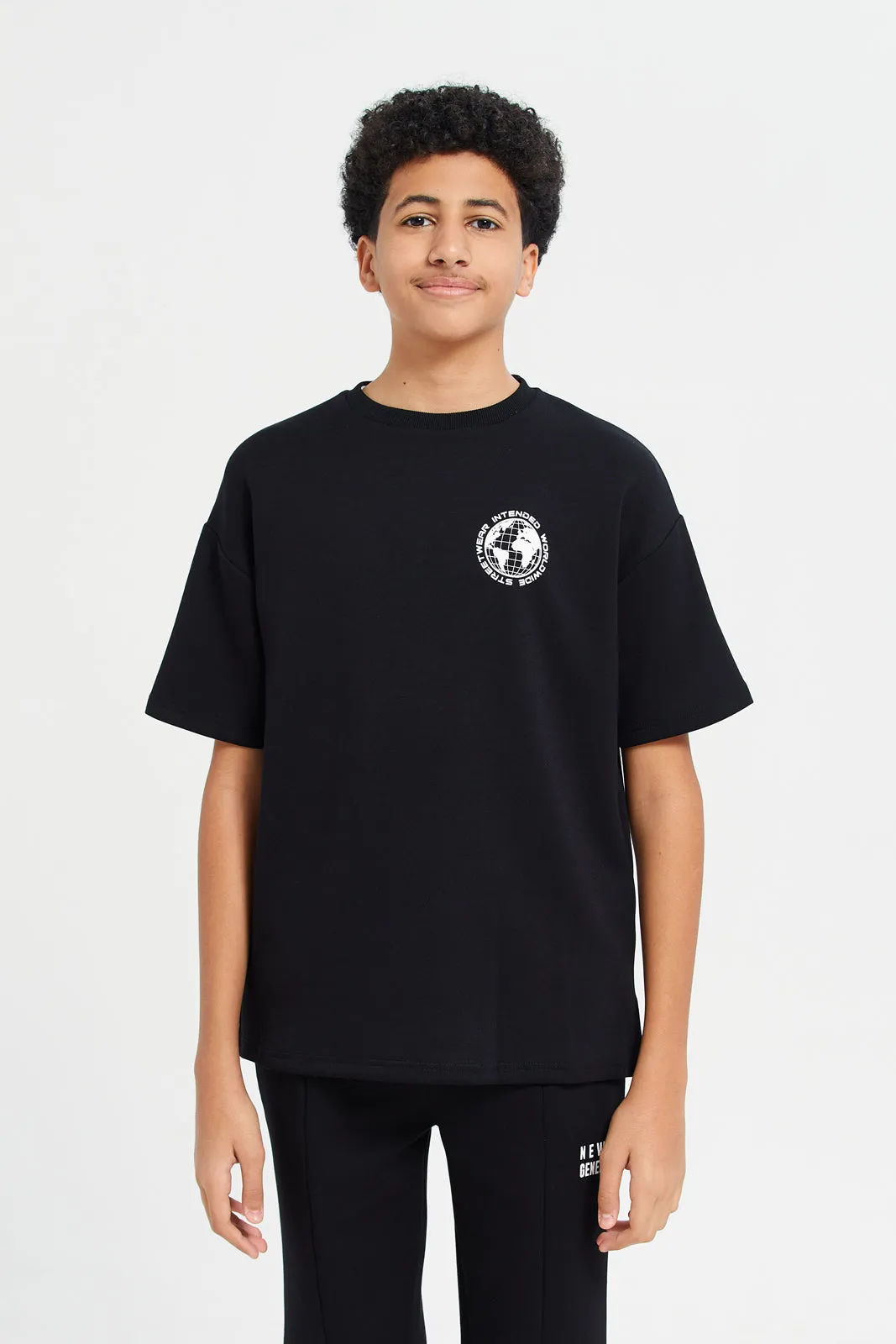 Senior Boys Black Modal Short Sleeve T-Shirt