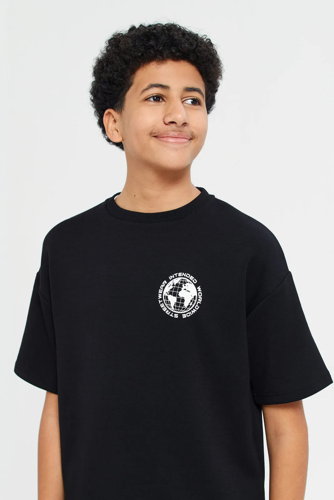 Senior Boys Black Modal Short Sleeve T-Shirt