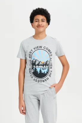 Senior Boys Grey Graphic T-Shirt