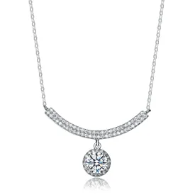 Sterling Silver Cubic Zirconia Circle Pendant Necklace