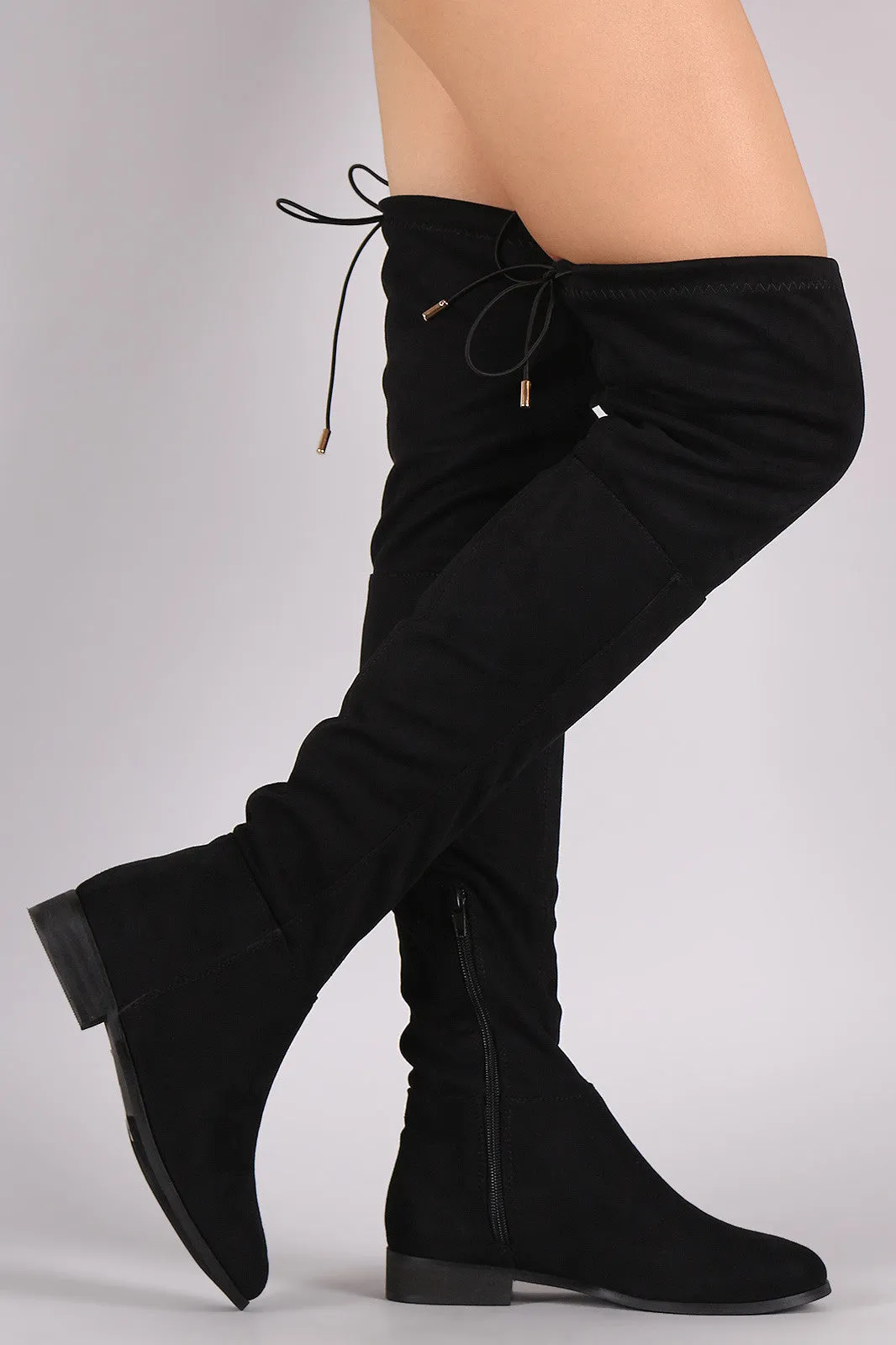 Suede Drawstring Tie Over-The-Knee Riding Boots