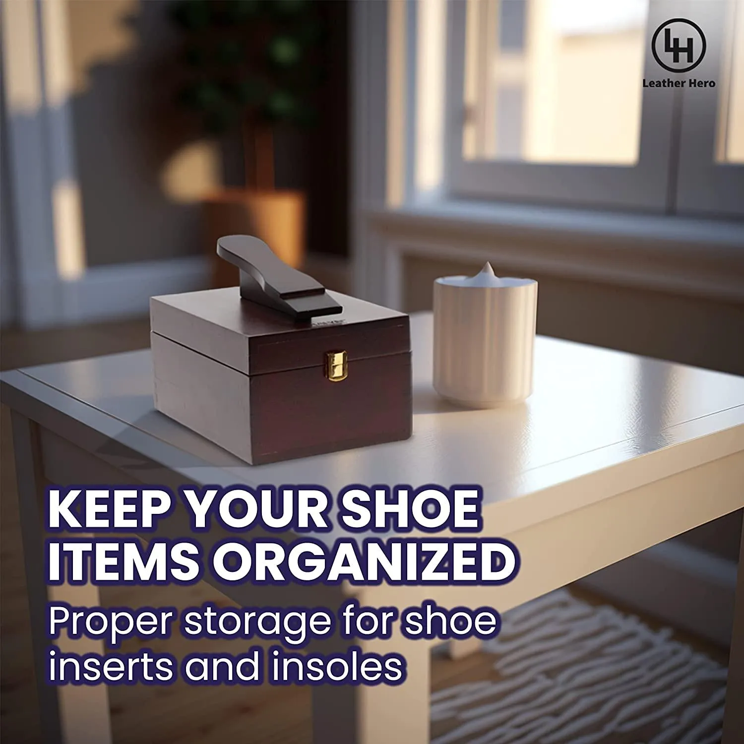 Wooden Shoe Shine Valet Storage Box - Empty for Shoe Care Kit Organization