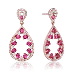 Yvonne Red Cubic Zirconia Accent Drop Earrings